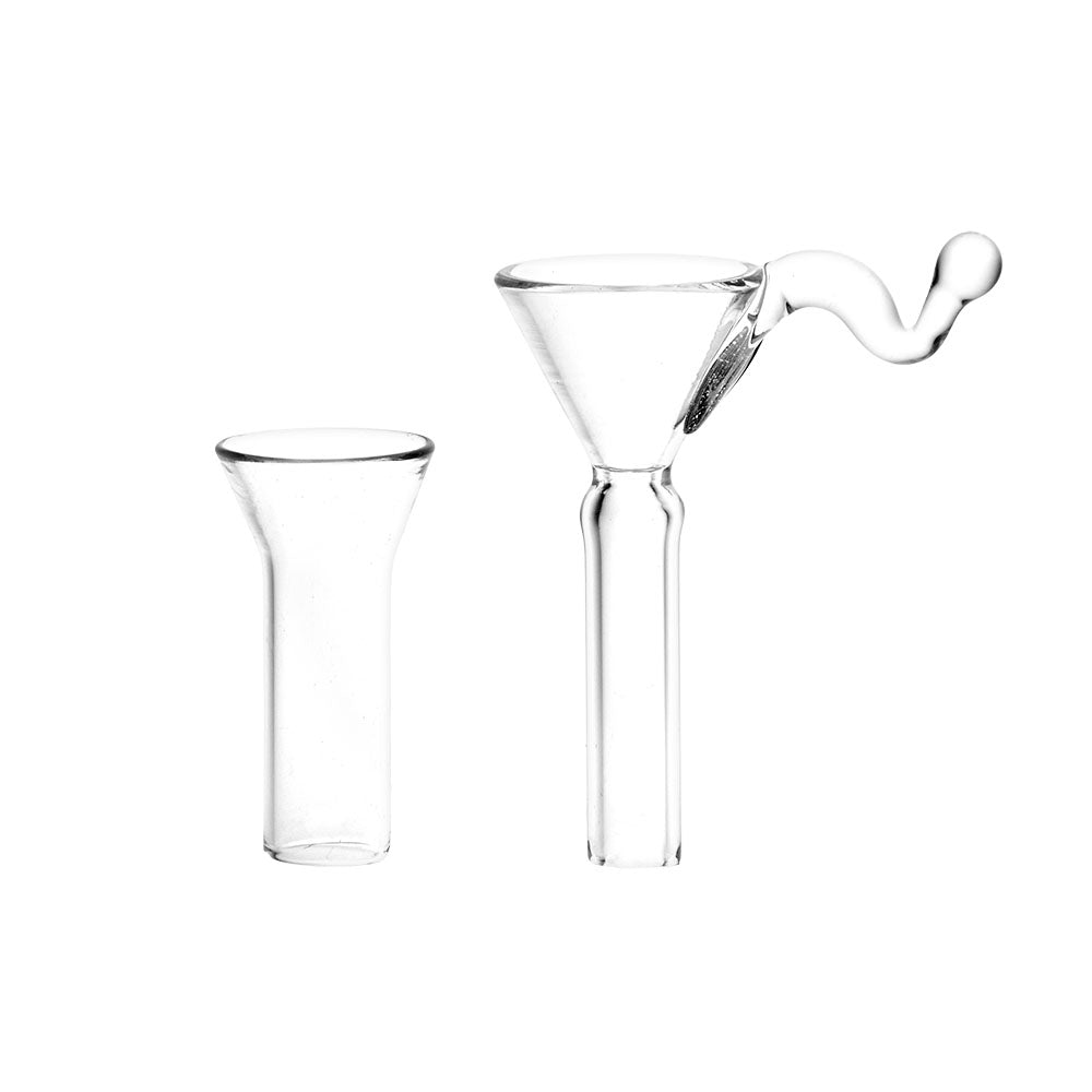 6pc Stem & Slide Set for Soft Glass Pipes, Clear Glass, Front View on White Background