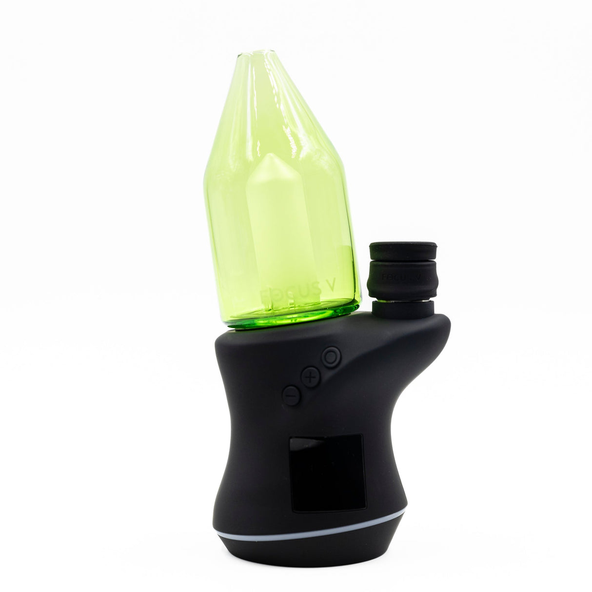 Focus V CARTA Custom Glass Top in Neon Green, Front View, Easy to Attach & Clean for Dab Rigs