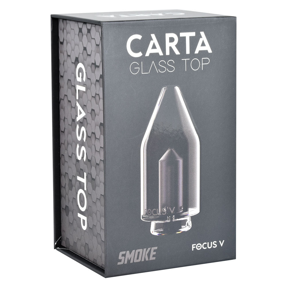 Focus V CARTA Glass Top packaging, easy to attach & clean, front view on white background