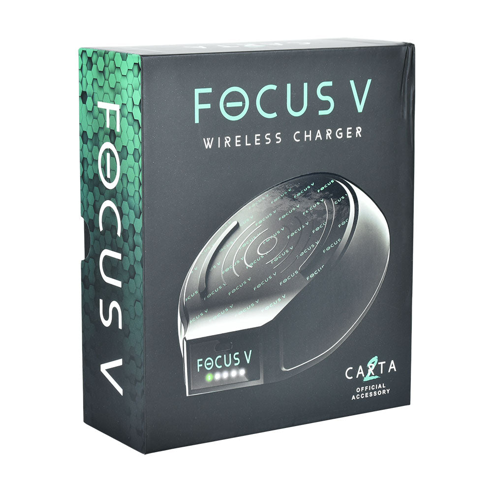 Focus V CARTA 2 Wireless Charger packaging, 10000mAh capacity for vaporizers, front view
