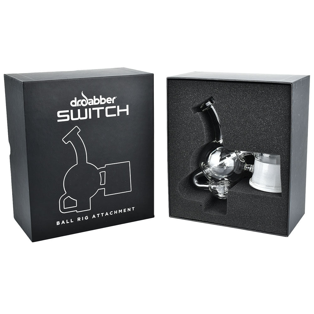 Dr. Dabber Switch Glass Ball Rig Attachment with box, showcasing the high-quality borosilicate glass design