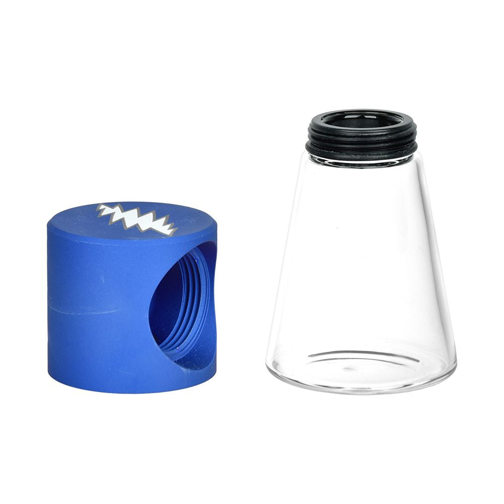 Stundenglass x Grateful Dead 3" Glass Ash Catcher, blue borosilicate with clear cone, front view