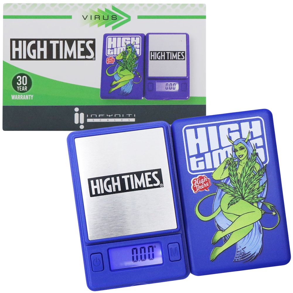 Infyniti High Times Virus Pocket Scale with blue cover and digital display