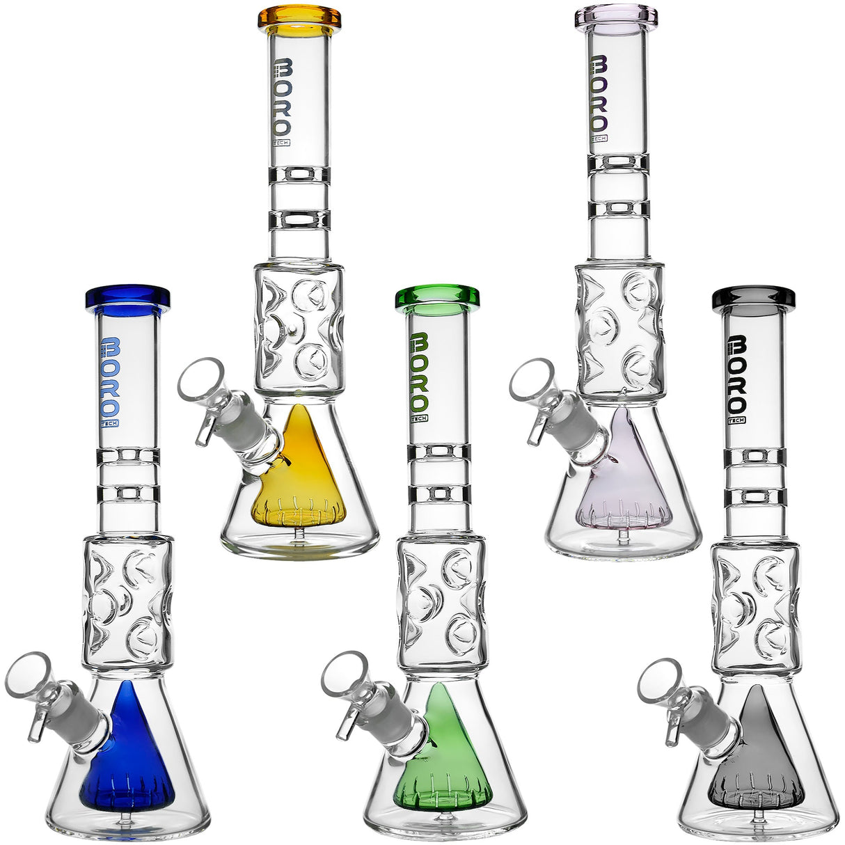 Borotech 12.5'' Slitted Pyramid Perc Beaker Bong