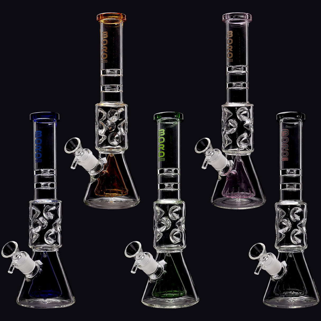 Borotech 12.5'' Slitted Pyramid Perc Beaker Bong