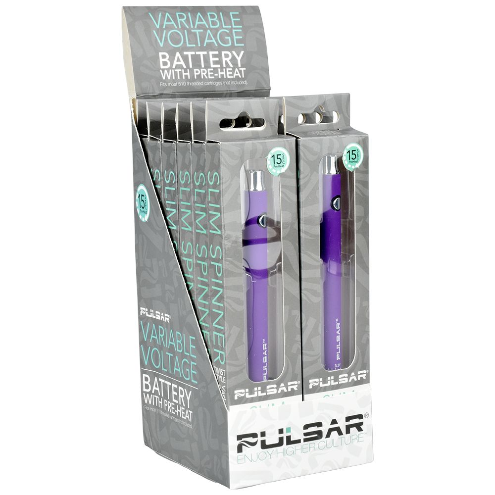Pulsar Slim Spinner Battery in Purple, 400mAh with Variable Voltage, 12ct Display Box