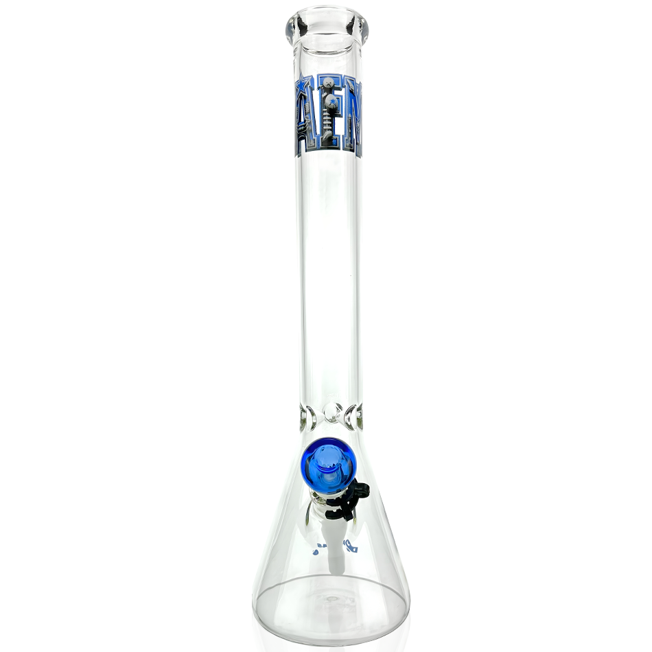 18" Dallas Football Beaker Bong by AFM, 5mm thick borosilicate glass, front view on white background