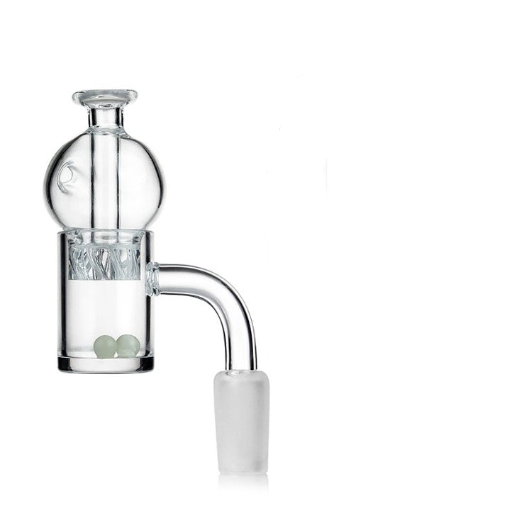 14MM Male Quartz Banger Nail with Helix Cap and Glow Terp Pearls - Front View