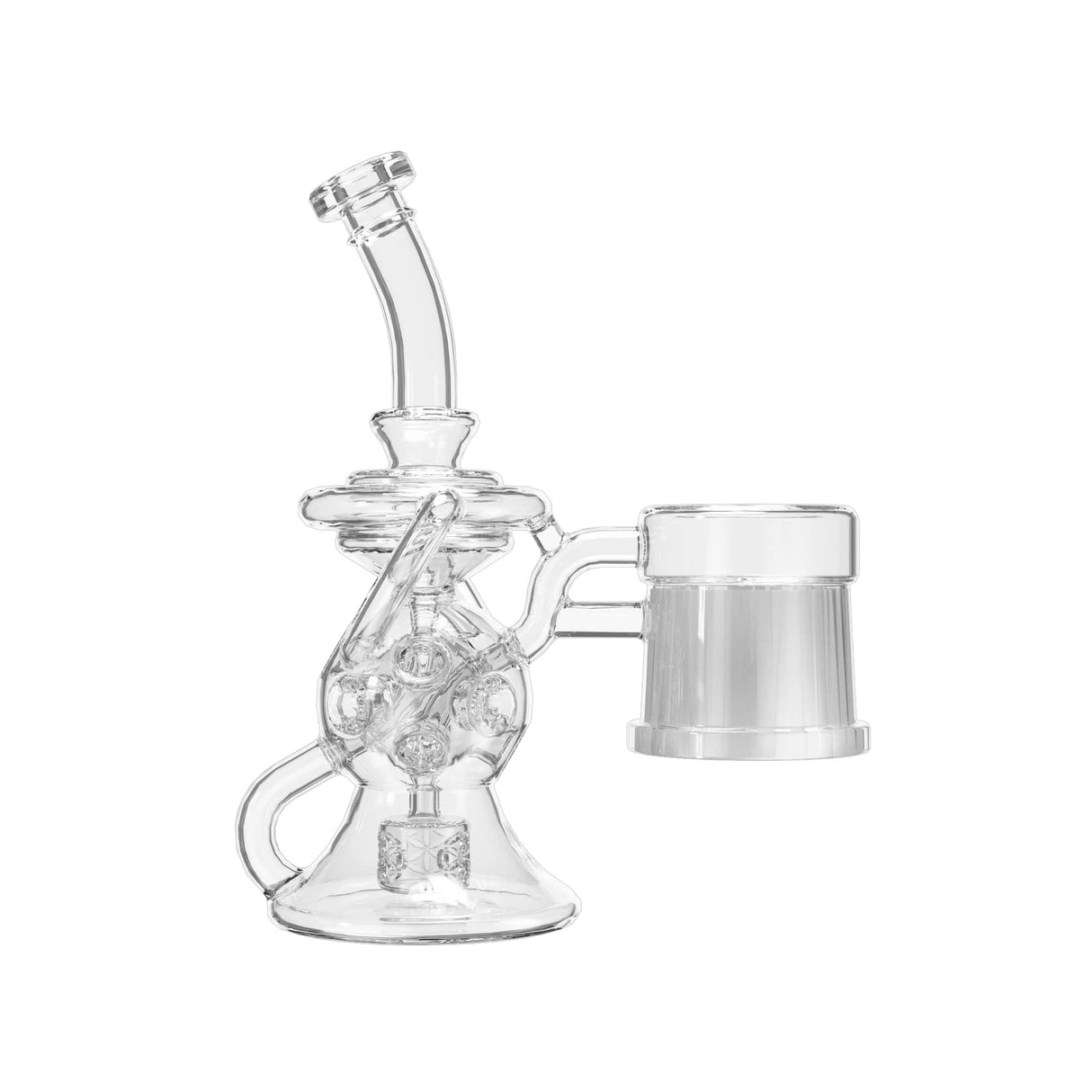 Dr. Dabber Switch Sidewinder Attachment with Snowflake Perc, clear borosilicate glass, side view