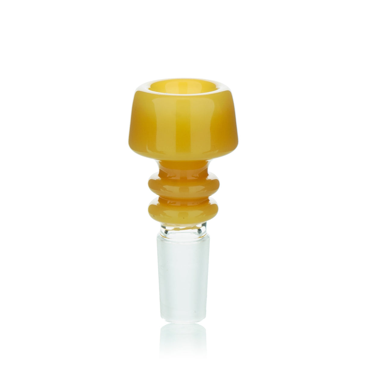 Lucky Goat Bullet Glass Bowl in amber, 14mm female joint, front view on white background