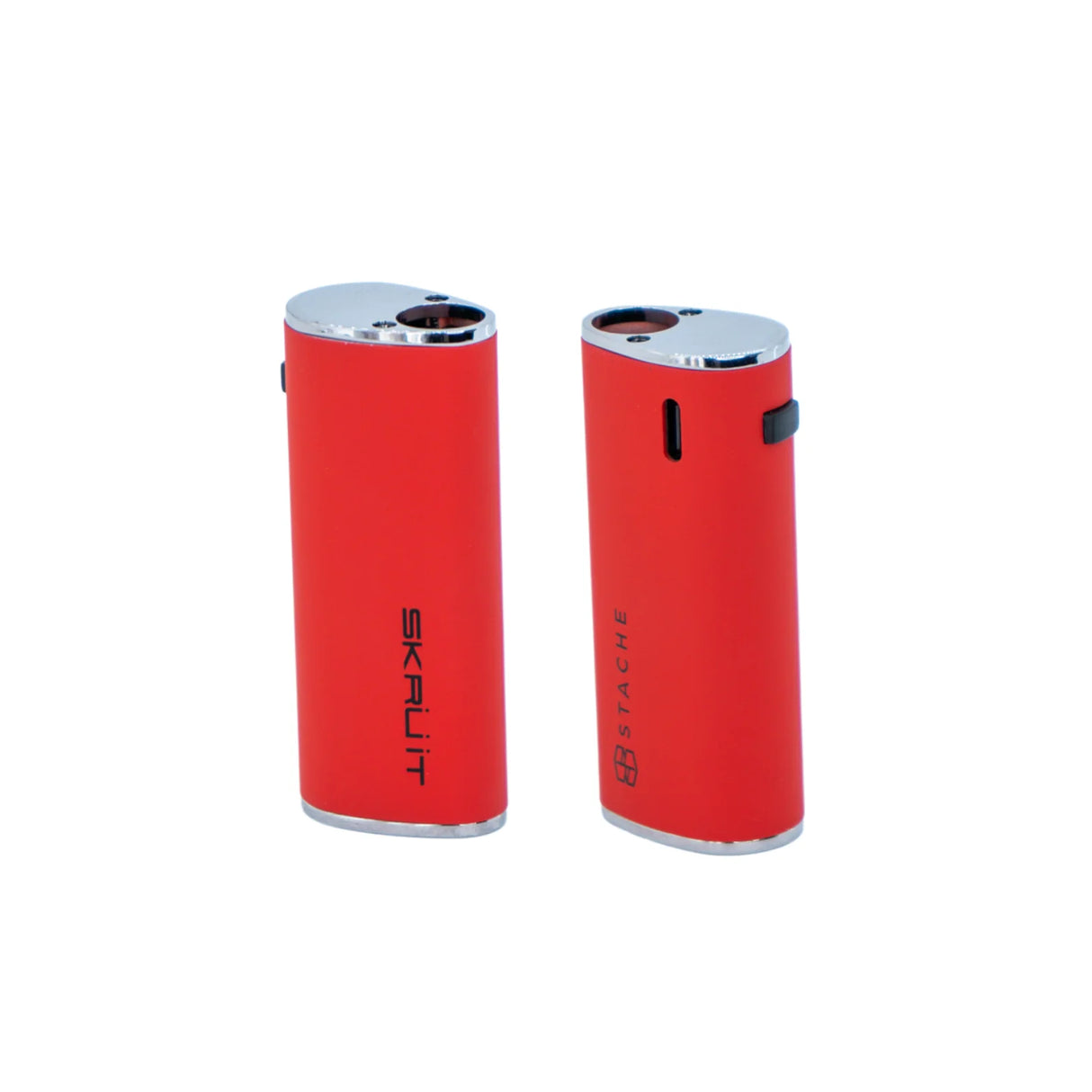 Stache Products Skruit 510 Battery in Red - Dual Angle View with Variable Voltage & PreHeat