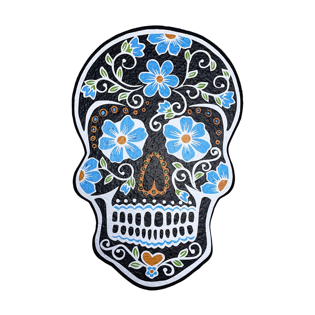 East Coasters 8 inch Sugar Skulls Dab Mat, vibrant floral design, front view on white background