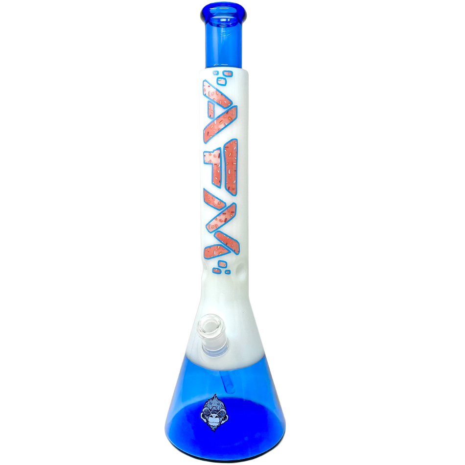 18" AFM Glass Donut Quasar Beaker Bong with Showerhead Perc and Bent Neck Design