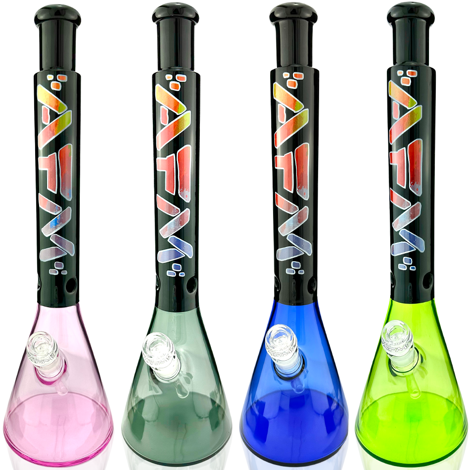 AFM Mind Expander Beaker Bongs in Pink, Green, Blue, Lime with Showerhead Perc