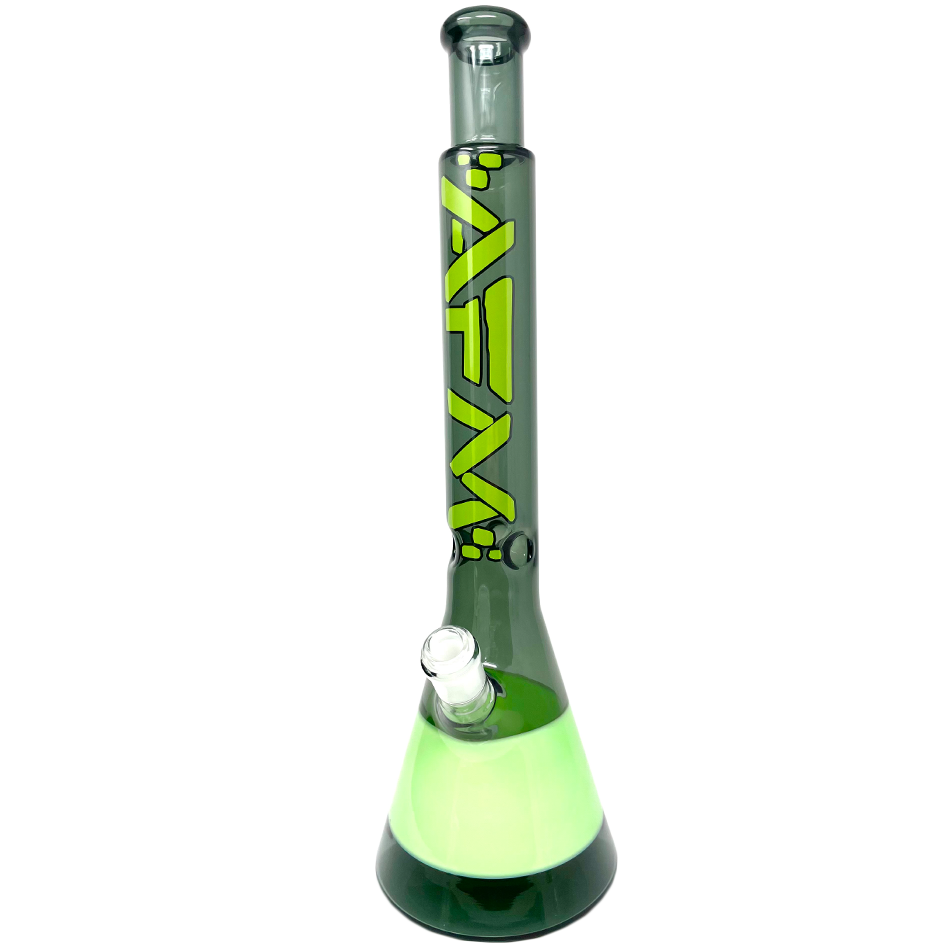 18" AFM Quasar Glass Beaker Bong in Smokey/Mint with 14mm Female Joint - Front View