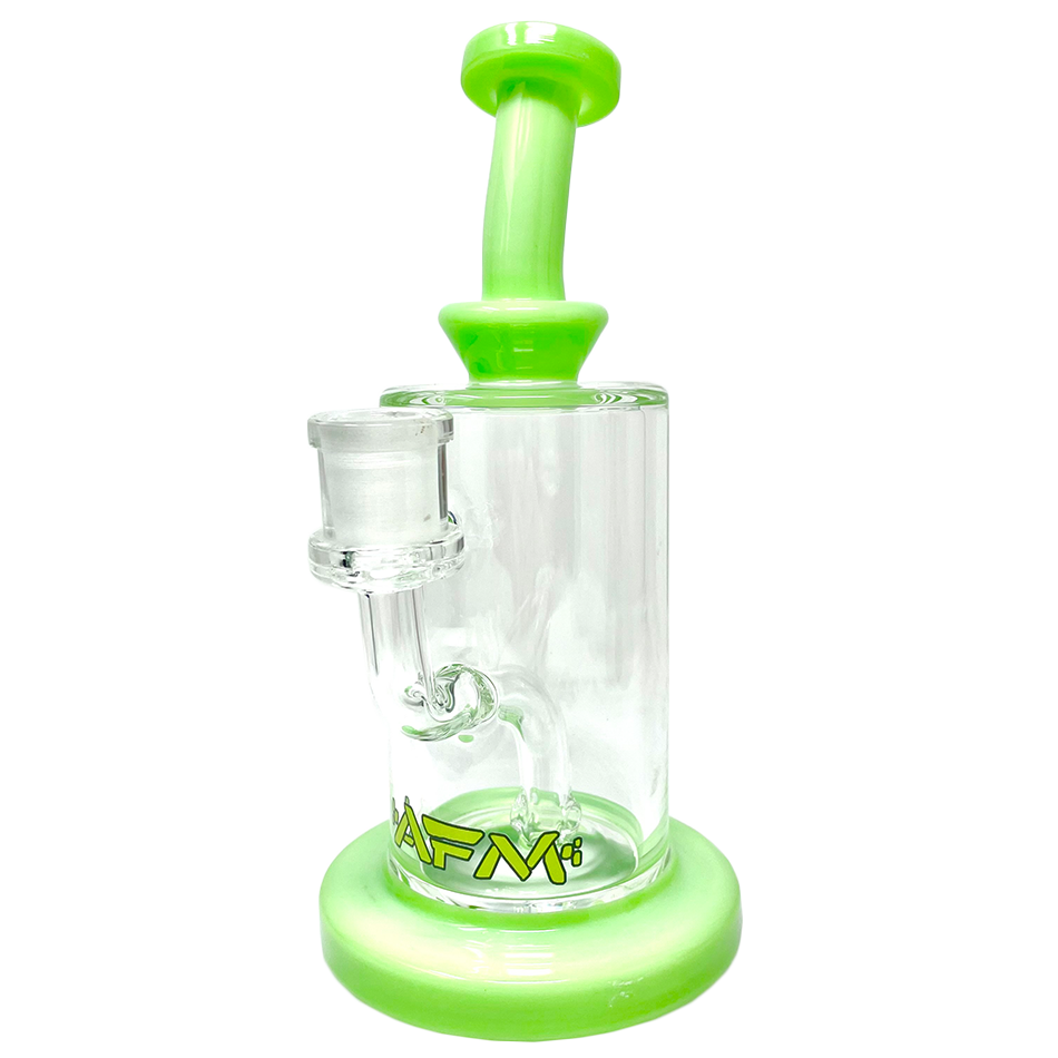 8" AFM Milky Green Glass Dab Rig with Bent Neck and 14mm Female Joint - Front View