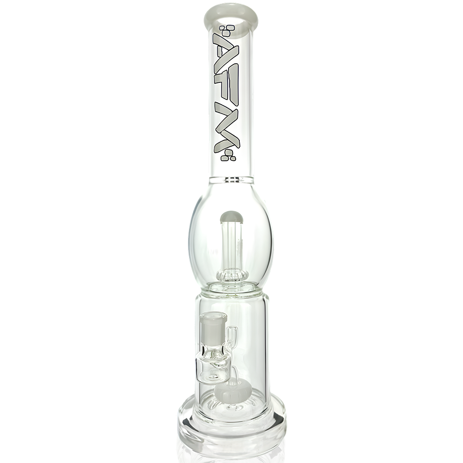 16" AFM Glass Beaker Bong with Double Circle Shower-head Perc, Ivory, Front View