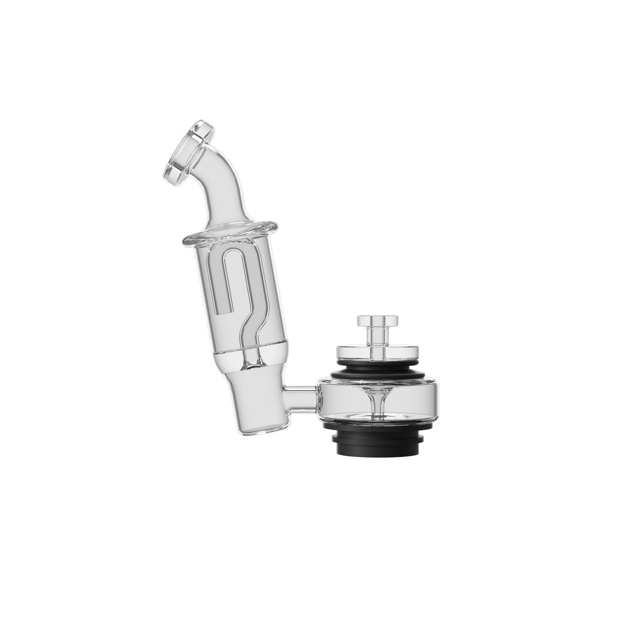 Dr Dabber Boost Evo TDE J-Perc Glass Attachment for e-rigs, clear borosilicate, side view