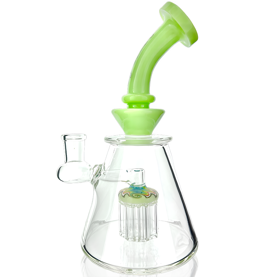 8" AFM Reversal Glass Dab Rig with 8 Arm Perc and Bent Neck - Front View