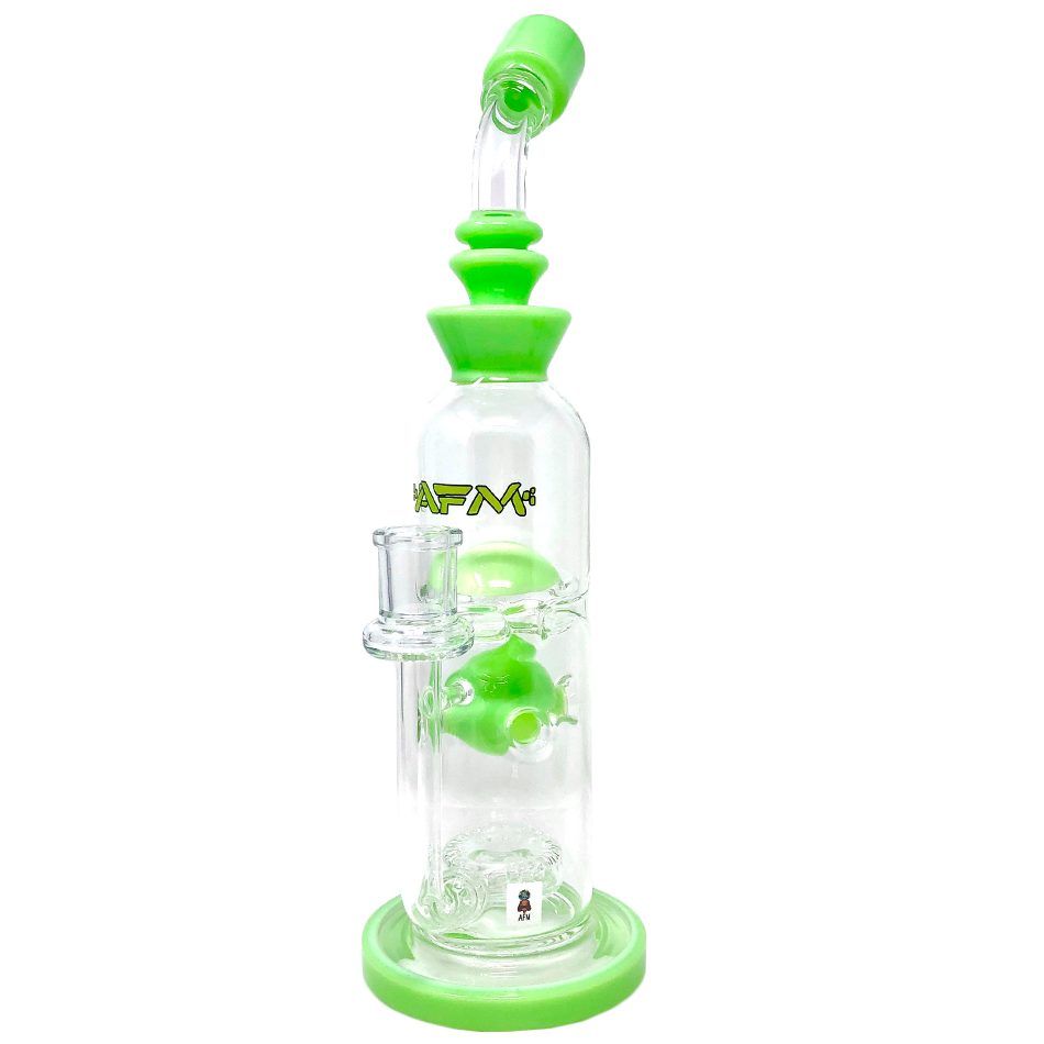 12" AFM Glass Big Swiss Perc Straight Dab Rig with Bent Neck and Showerhead Perc