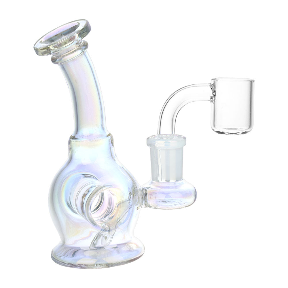 Electroplated Glass Mini Dab Rig with 14mm Female Joint and Side Banger, 4.75 inches - Colors Vary