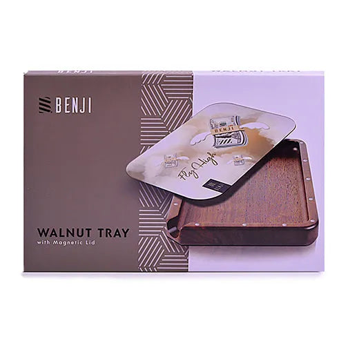 Benji Walnut Tray with Magnetic Lid Kit Fly High lid detail