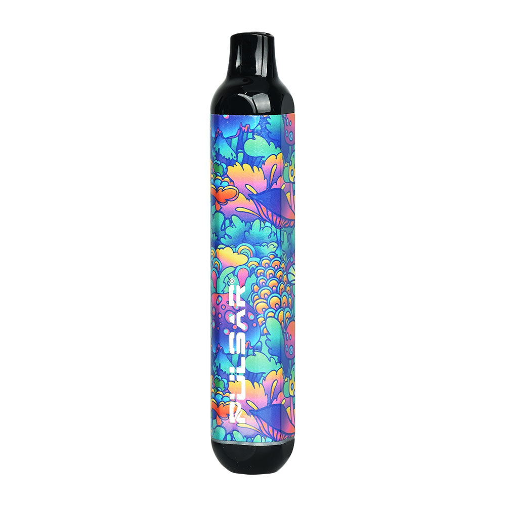 Pulsar 510 DL Vape Pen with vibrant psychedelic design, 320mAh, front view on white background