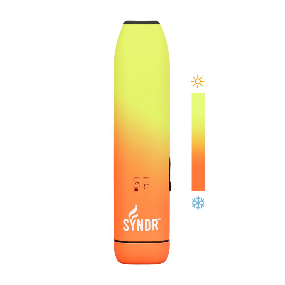 Pulsar Syndr Dry Herb Vaporizer in gradient orange, 880mah, front view with temperature indicator