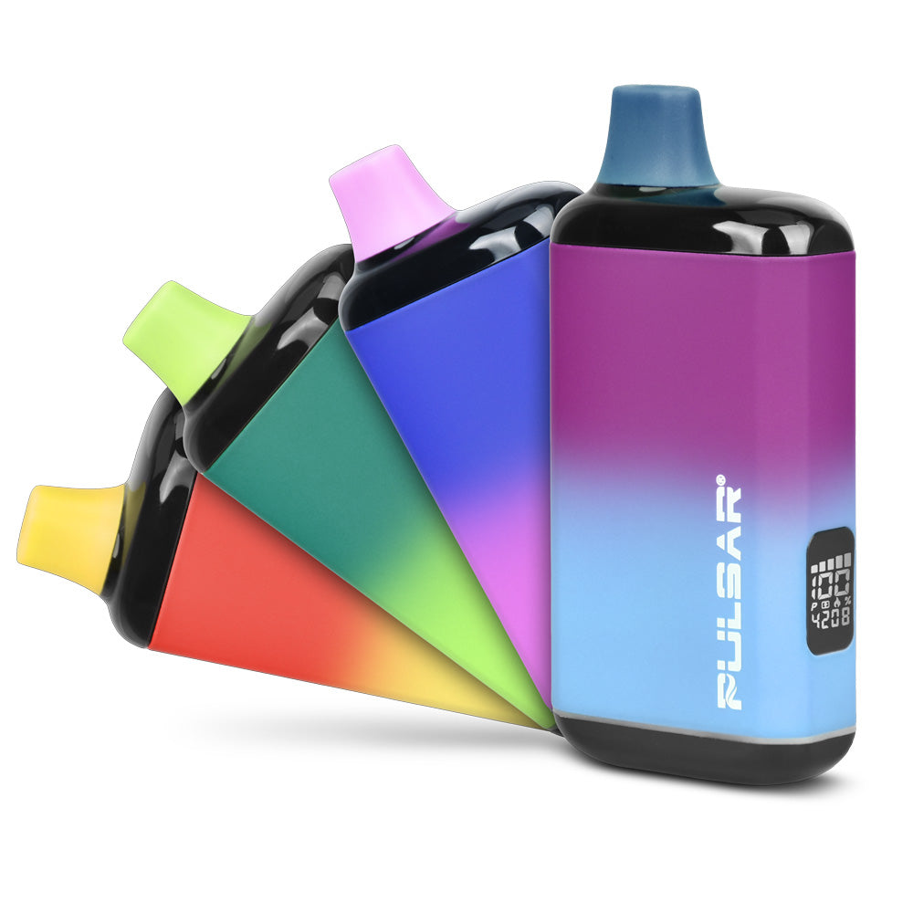 Pulsar 510 DL 2.0 Pro VV Vape Bars in rainbow colors, 1000mAh, angled view on white background