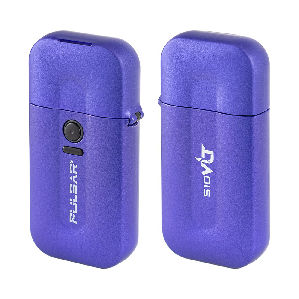 Pulsar VLT 510 Battery Vaporizer in Purple - 650mAh with USB charging, front and side views