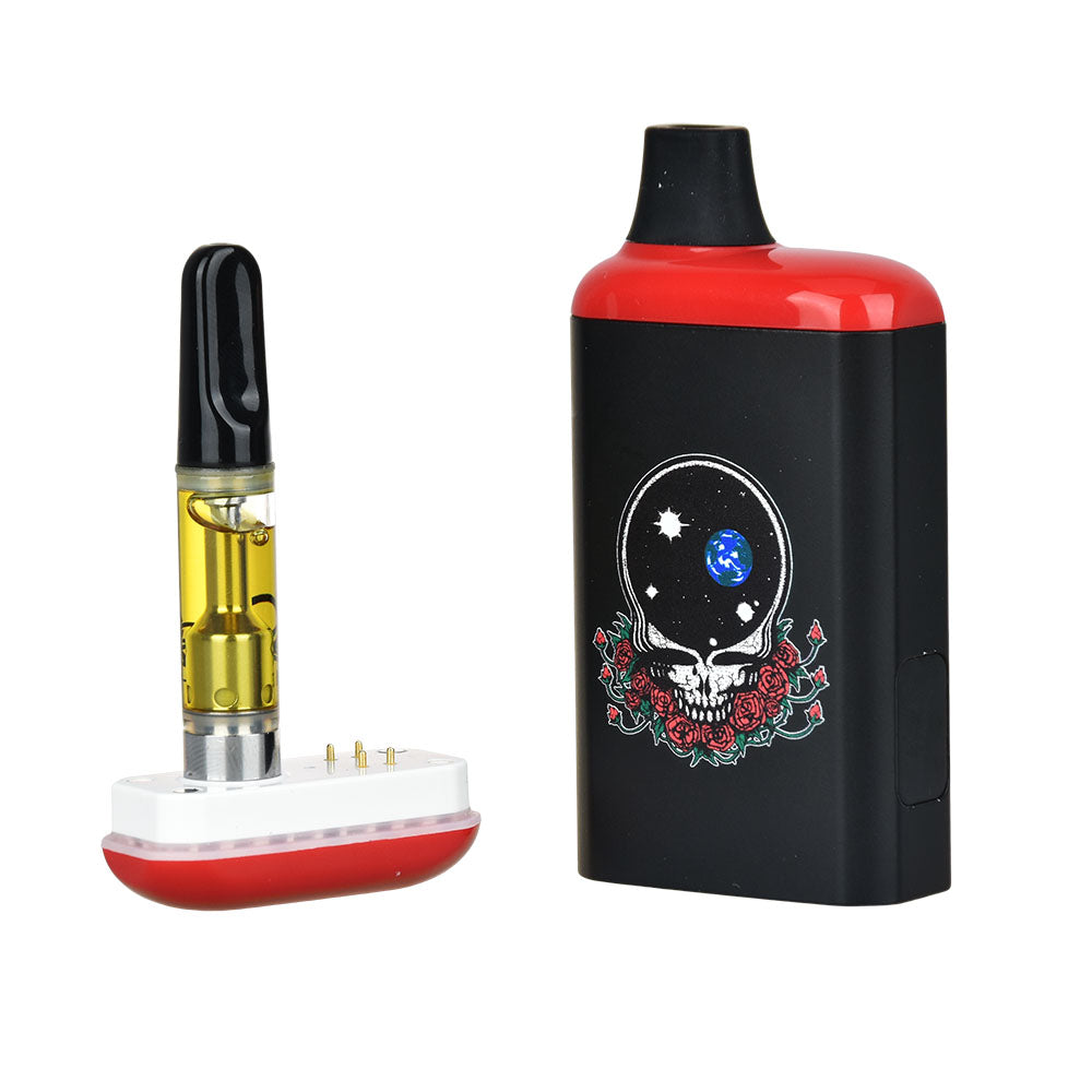 Grateful Dead x Pulsar 510 DL 2.0 Pro Vape Bar, 1000mAh, Front View with Cartridge