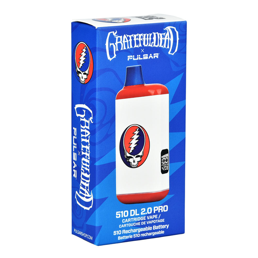 Grateful Dead x Pulsar 510 DL 2.0 Pro Vape Bar packaging with 1000mAh battery, front view