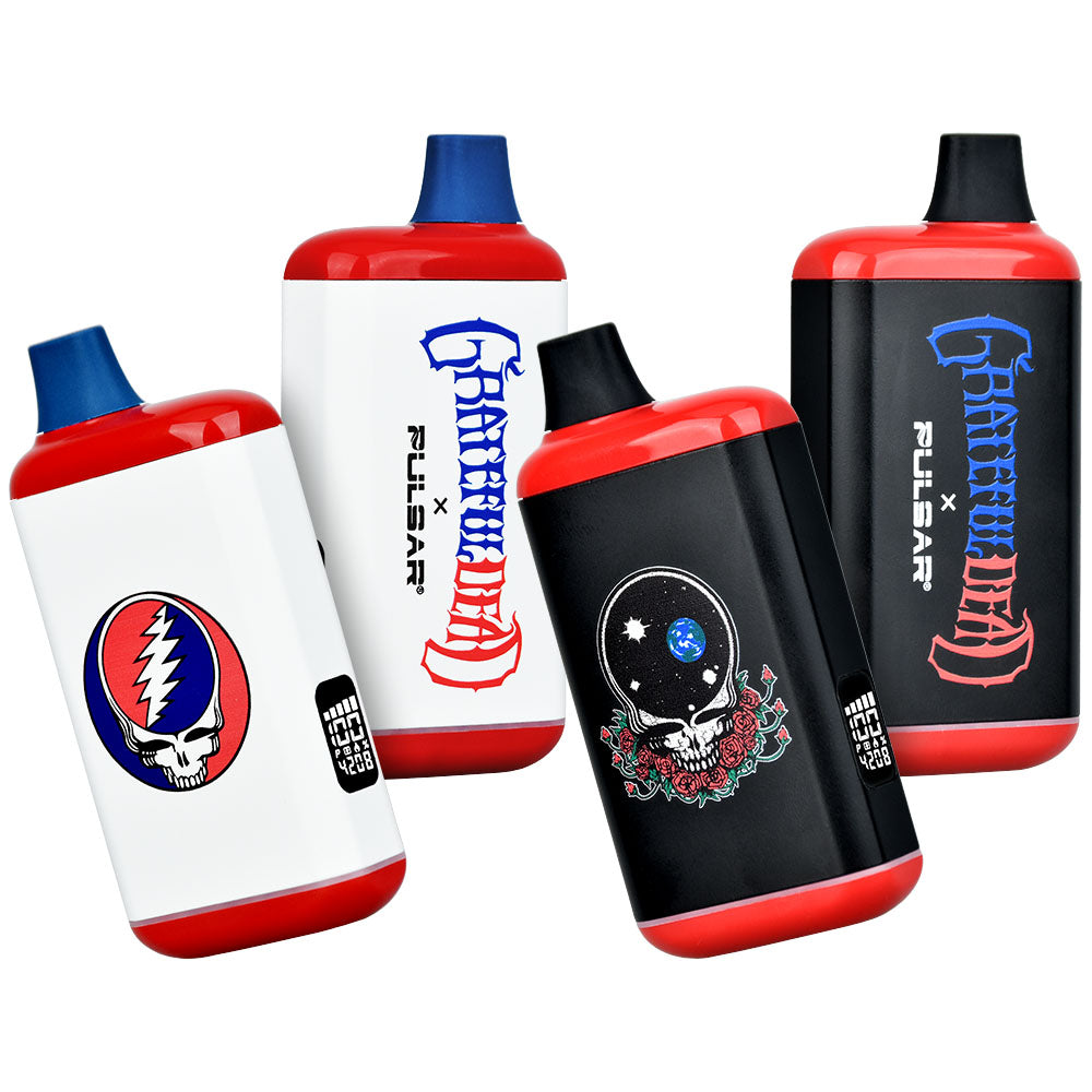 Grateful Dead x Pulsar 510 DL Vape Bars in Red and Black with Band Logos