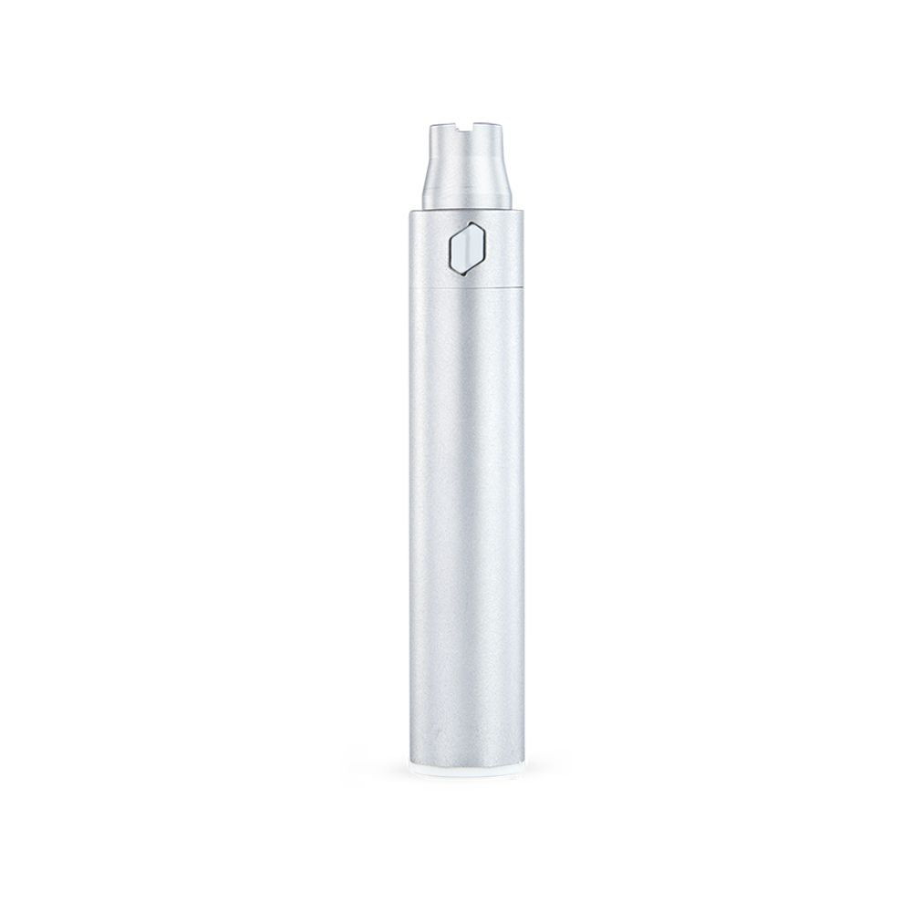 Puffco Plus 3.0 sleek silver battery, 520mAh, front view on white background, portable and rechargeable