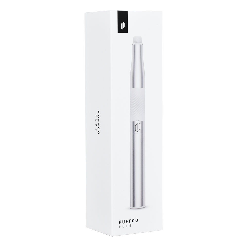 Puffco Plus 3.0 Portable Vaporizer front view with packaging, 520mAh battery, sleek design