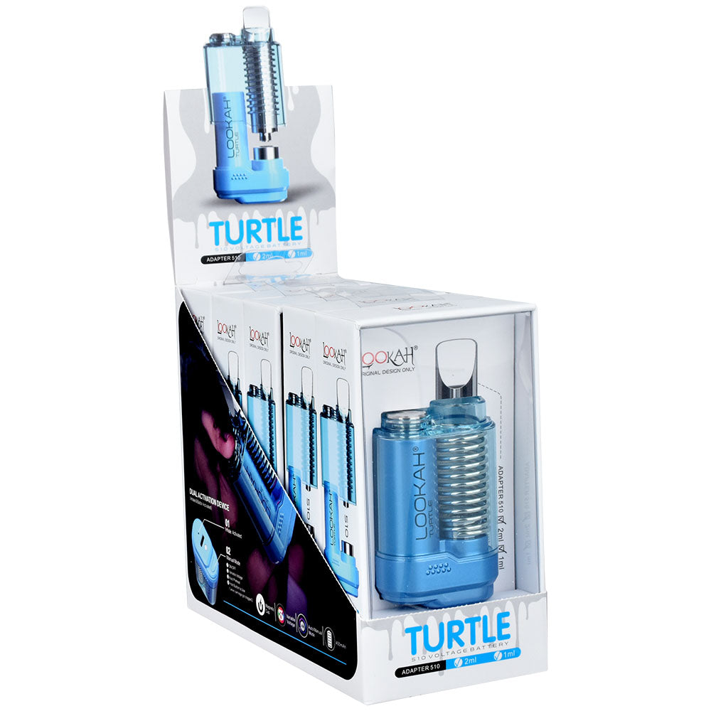 Lookah Turtle 510 Battery in Blue with 500mAh capacity, displayed in 5pc packaging - front view