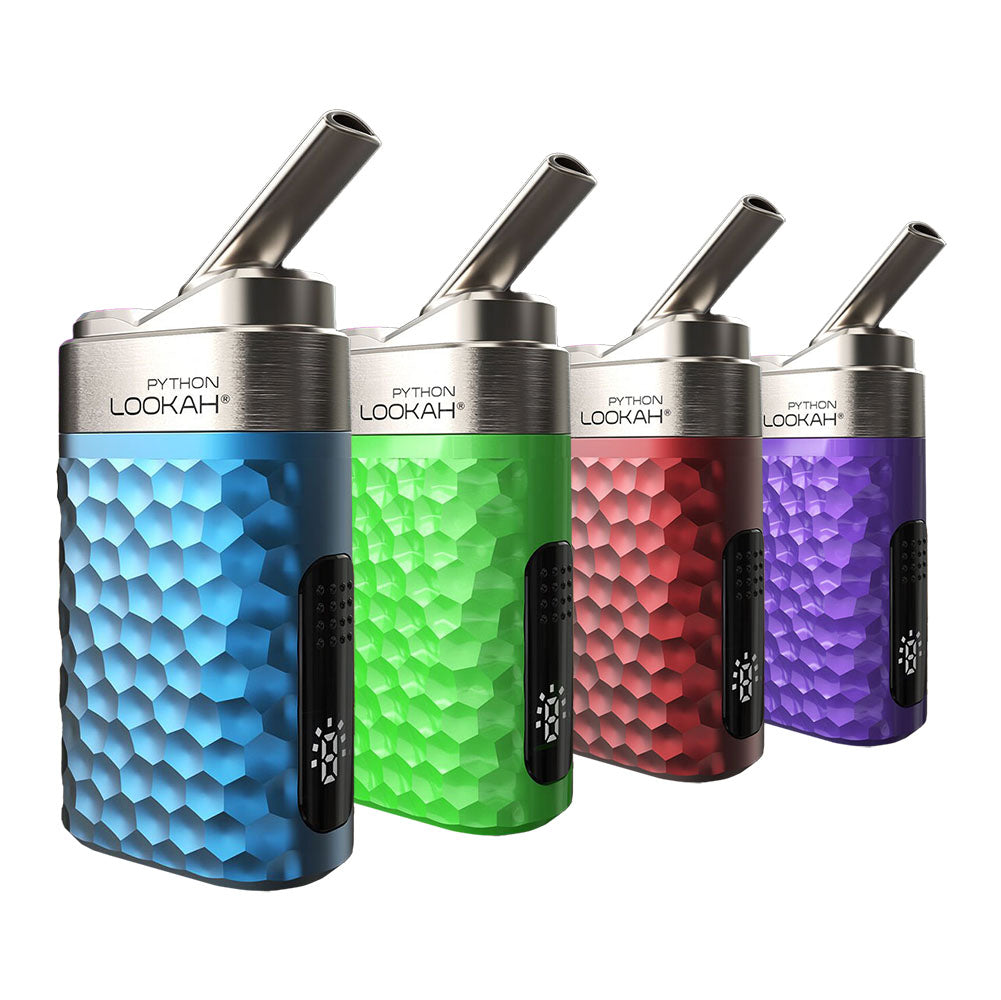 Lookah Python Variable Voltage Wax Vaporizers in blue, green, red, purple - 650mAh, front view