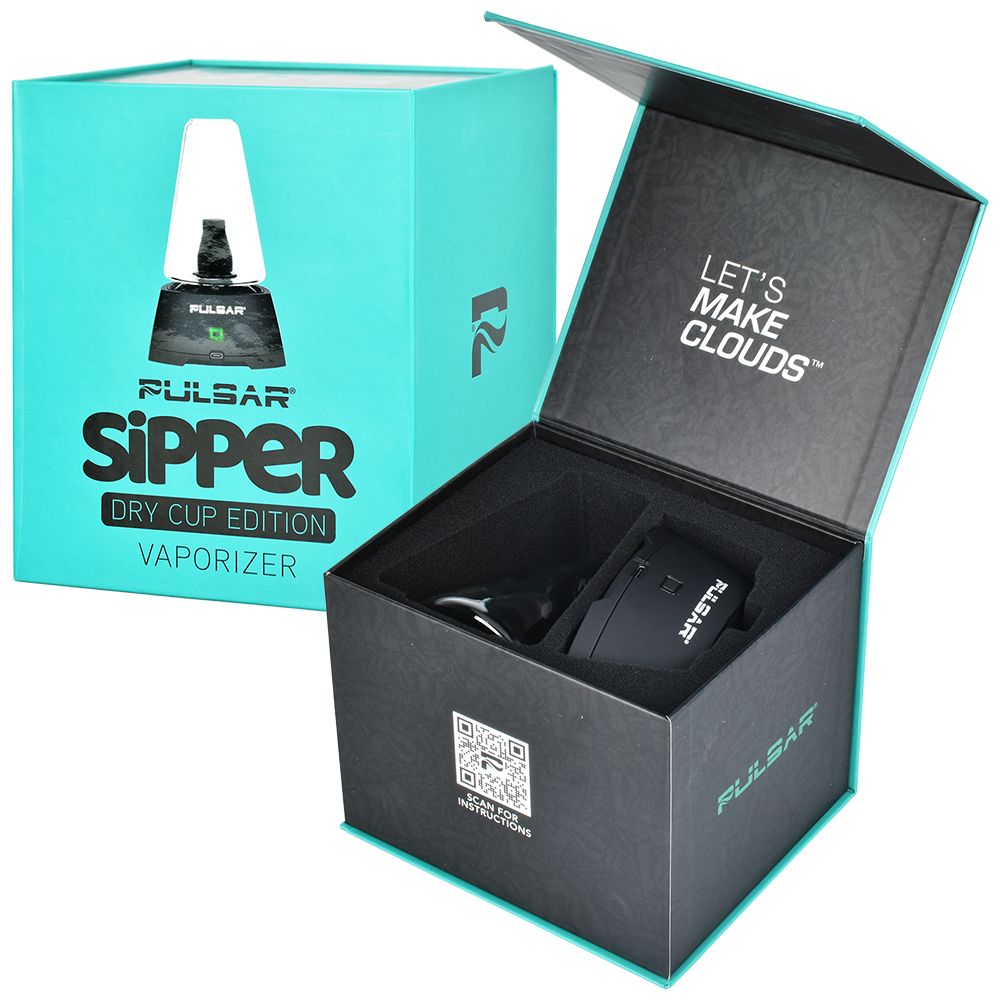 Pulsar Sipper Dual Use Vaporizer in black with packaging, 1500mAh, for concentrates and 510 cartridges