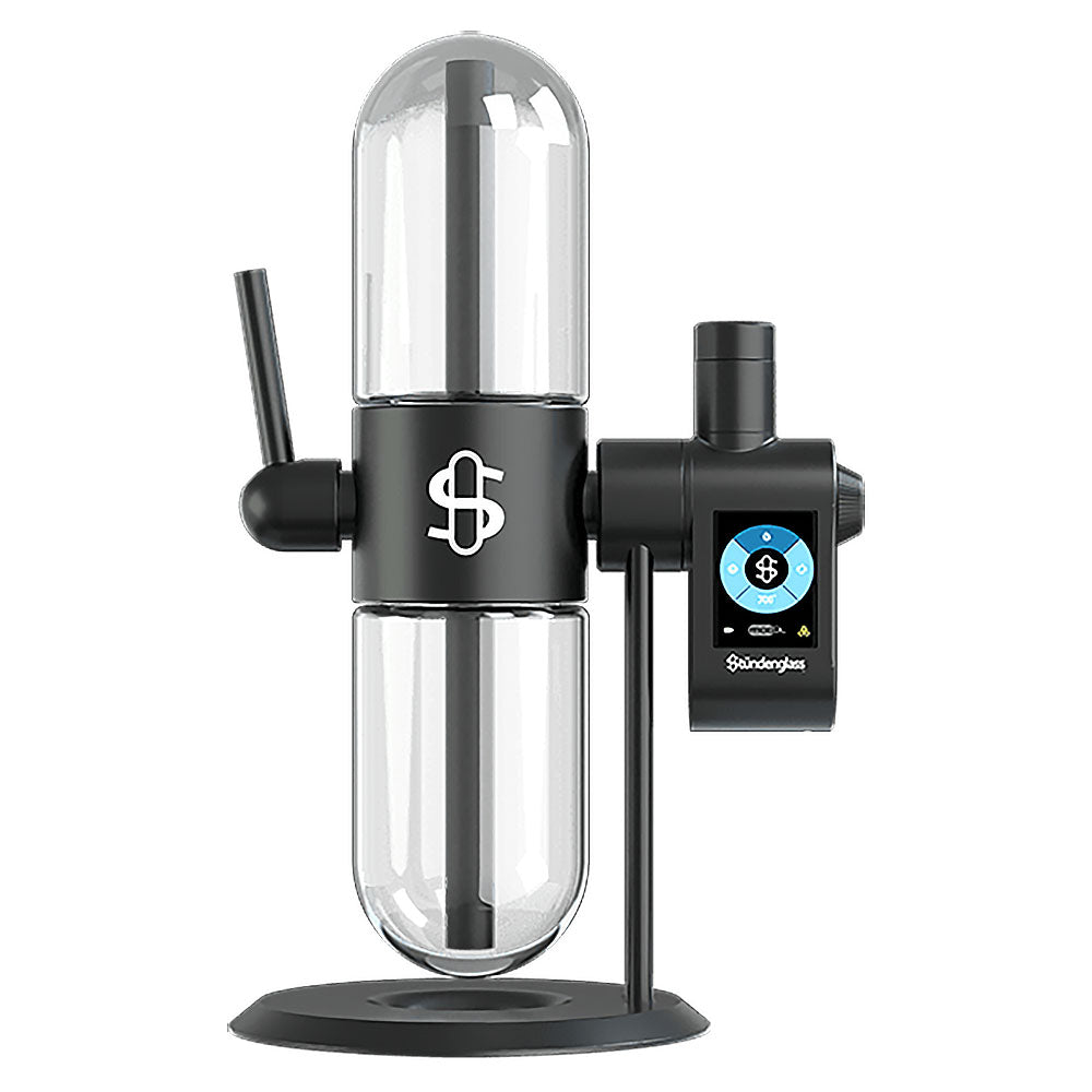 Stündenglass Modul Vaporizer front view with clear glass and digital display, 6000mAh battery