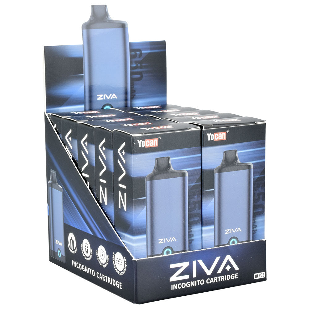 Yocan Ziva VV Auto-Draw 510 Battery display box front view, featuring 650mAh capacity
