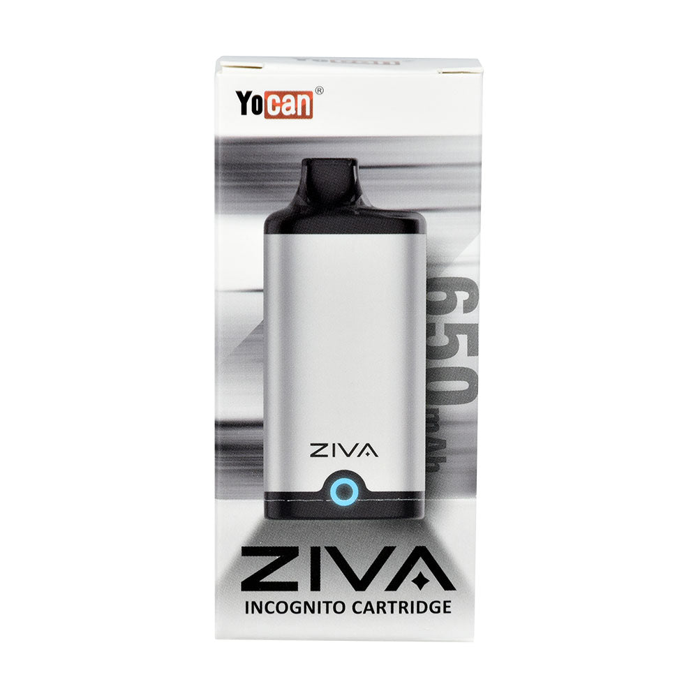 Yocan Ziva VV Auto-Draw 510 Battery front view on packaging, 650mAh, easy for on-the-go use