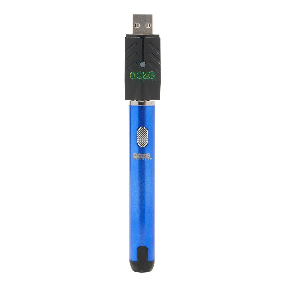 Ooze Smart Battery Vape Pen in Sapphire Blue, 650mAh, front view on white background