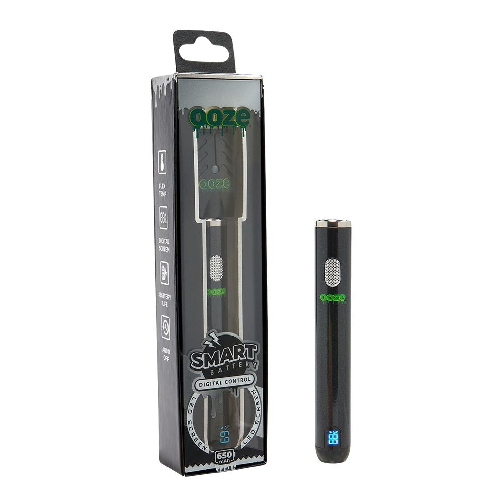 Ooze Smart Battery Vape Pen, 650mAh in packaging with pen displayed alongside, easy for travel