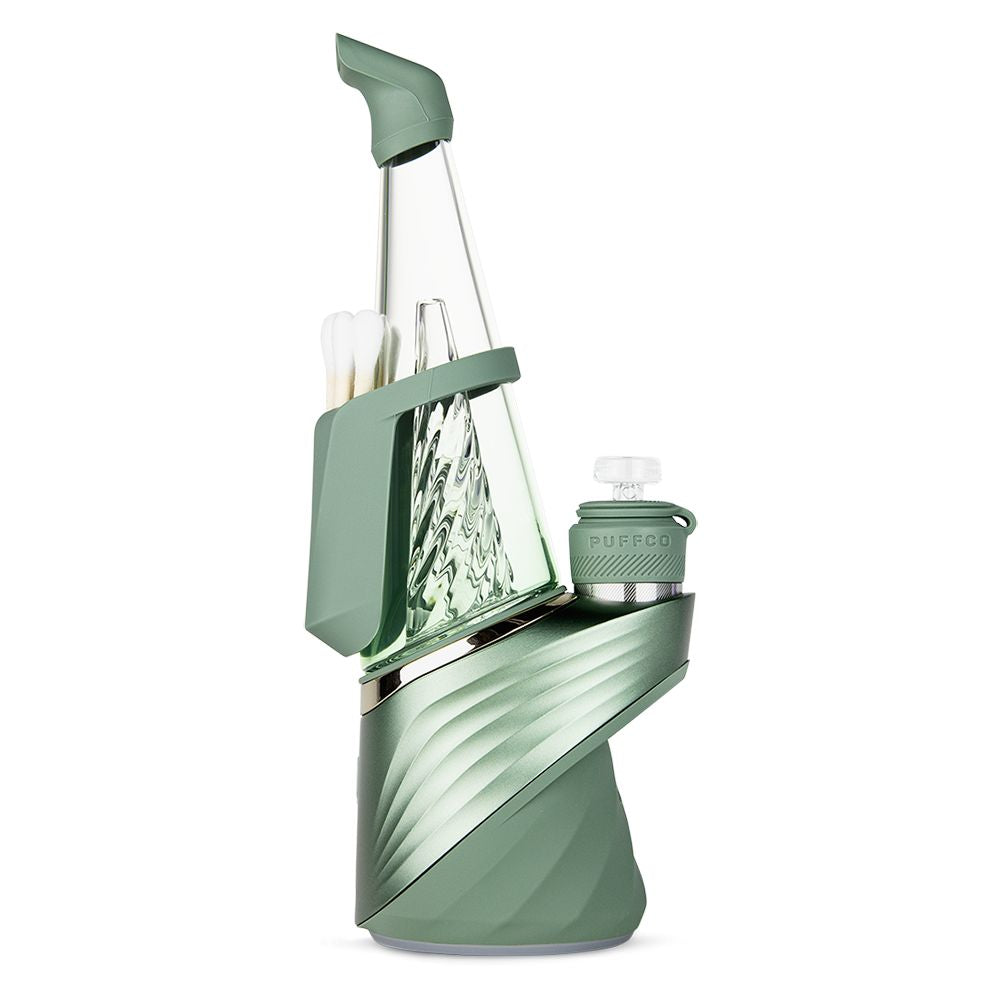 Puffco Peak Pro Travel Pack V2 with Ball Carb Cap, Flourish LE, angled view on white background