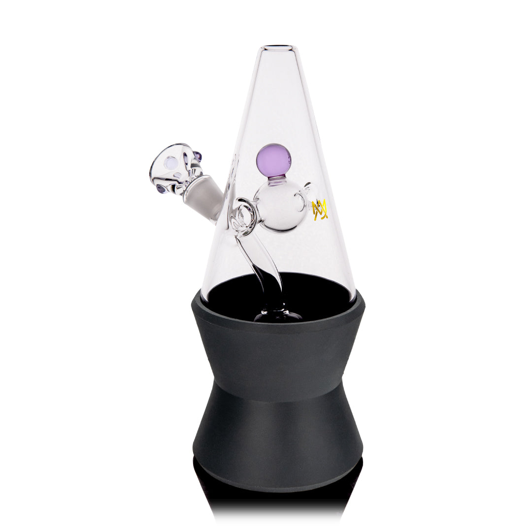 MJ Arsenal Hippie Hitter Mini Beaker Bong with 14mm Joint, Front View on Seamless White