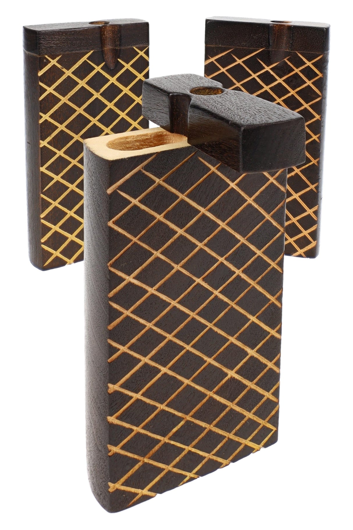 Burned Wood Dugout “Night Lattice” – 4″ – Assorted