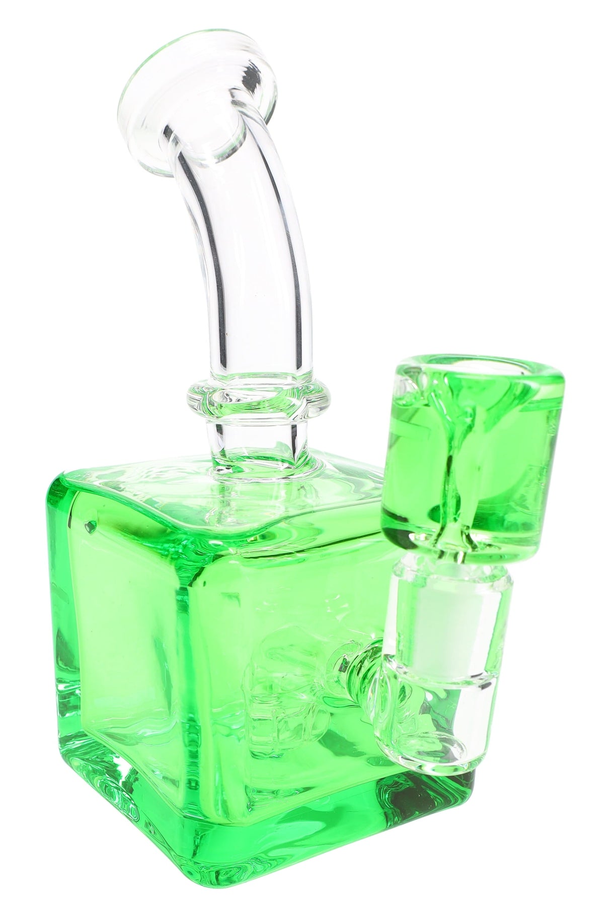 Glass Cube Bong “Chill Box” – Fluid-Filled – Showerhead Perc – 7.5″