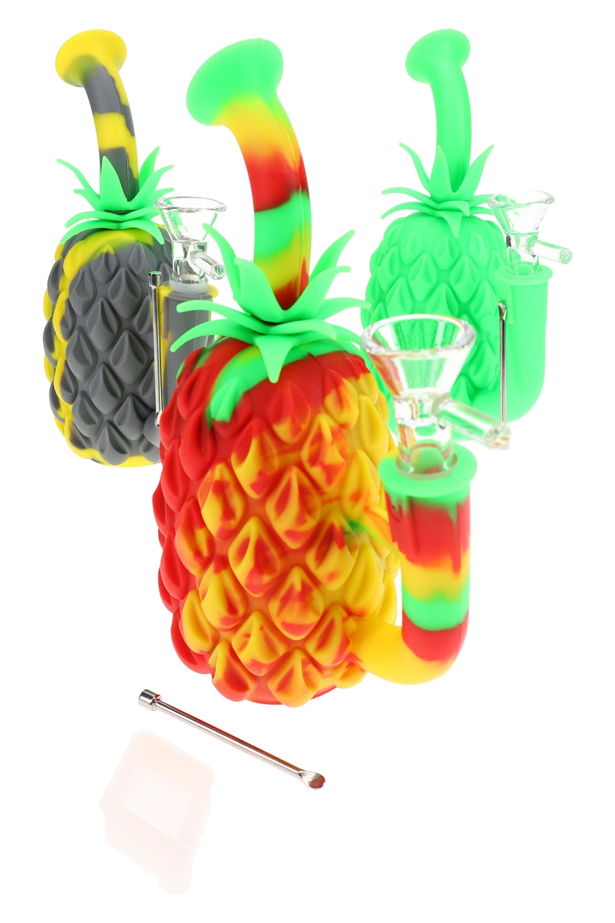 Silicone Pineapple Bong “Tiki Twist” – 7″ – Assorted