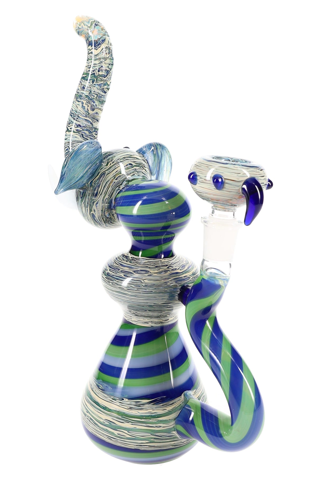 10″ Silver-Fumed Spiral Stripe Elephant Bong
