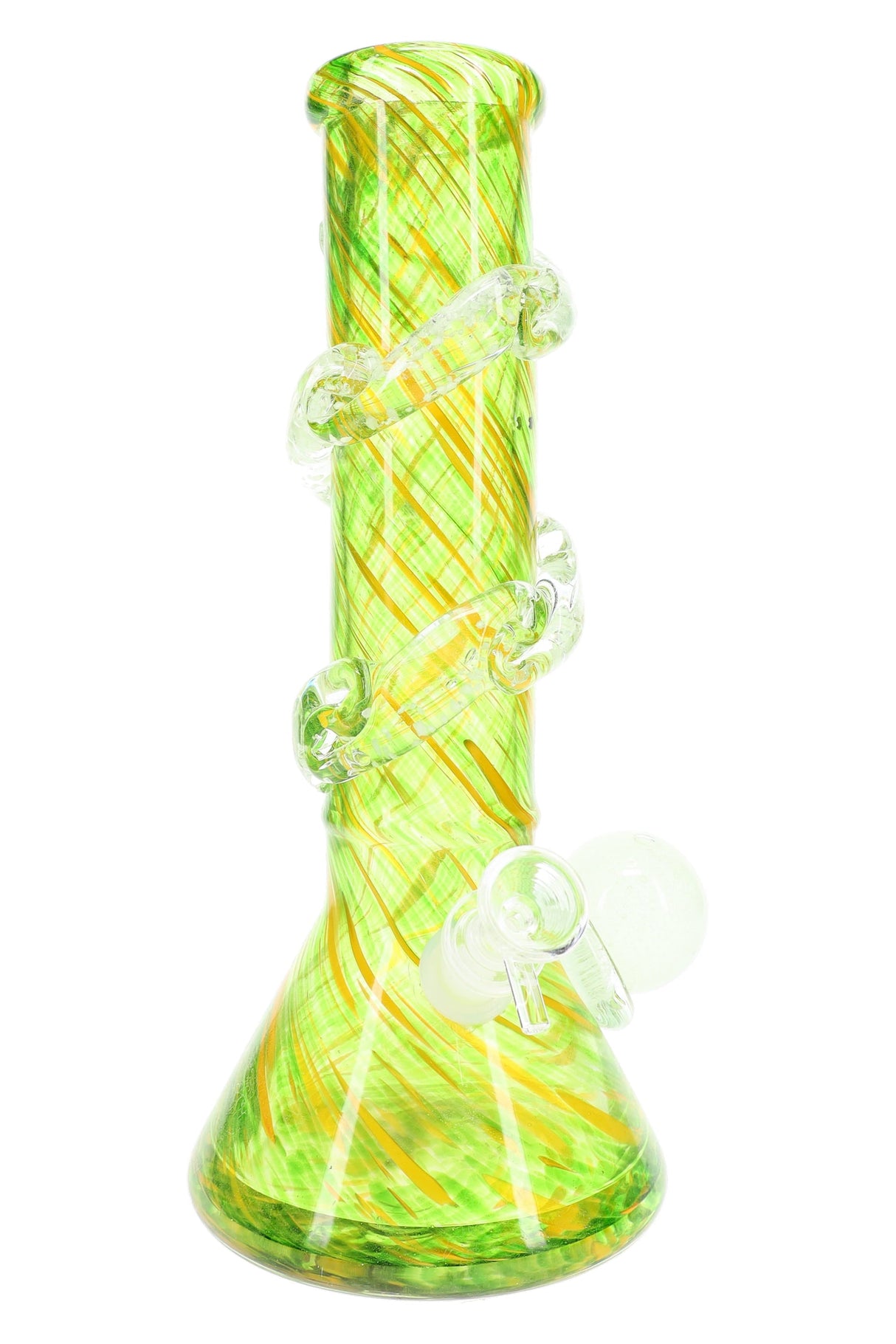 Soft Glass Beaker Bong “Glow Spiral” – UV-Reactive Accents – Assorted Colors